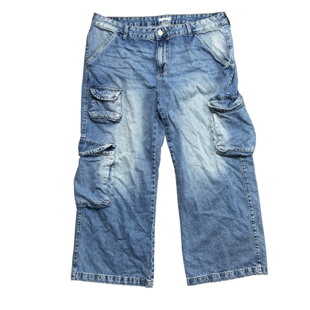 SONG Cargo Baggy Jeans Womens Sz 18 Straight Relaxed Blue‎ Y2K 90s Denim